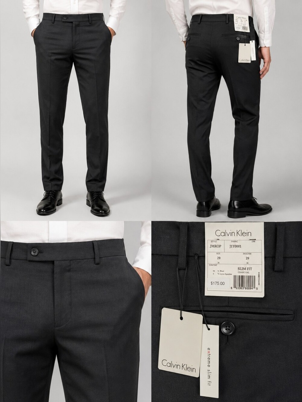 Calvin Klein Charcoal Slim Fit Dress Pants